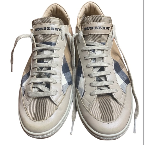 Burberry Vintage Check Canvas & Leather Mid-Top SneakersEU 40 (US 9.5/10)